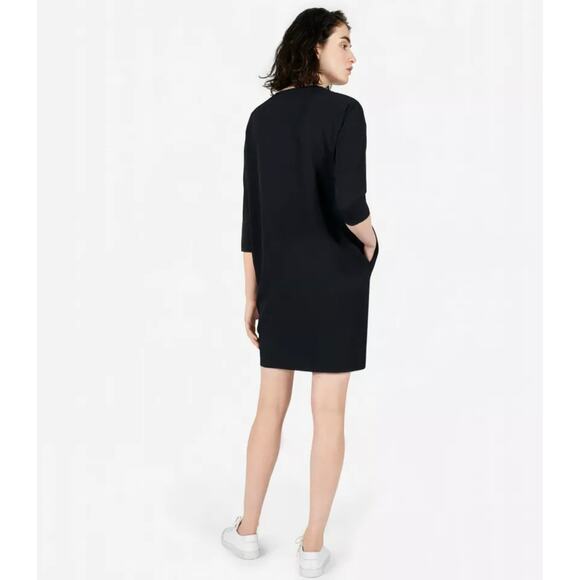 Everlane Japanese GoWeave Front-Zip 3/4 Sleeve Mini Dress in Black - Picture 5 of 13